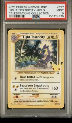 2021 POKEMON SWSH PROMO CELEBRATIONS COLLECTION LIGHT TOXTRICITY-HOLO PSA 9 - Image 1