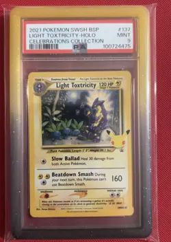 2021 POKEMON SWSH PROMO CELEBRATIONS COLLECTION LIGHT TOXTRICITY-HOLO PSA 9 - Image 3