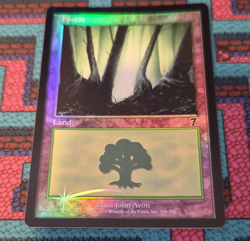 Wizards of the Coast MTG Forest Land 7th Edition English Green Foil 2001 330/350 - Image 1