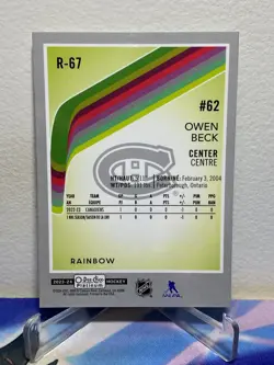2023-24 O-Pee-Chee PLATINUM Hockey OWEN BECK #R-67 RETRO RAINBOW ROOKIE SP - Image 2