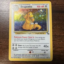 Pokemon Dragonite 4/62 Fossil Unlimited Holo Rare English 1999 WoTC HP - Image 1