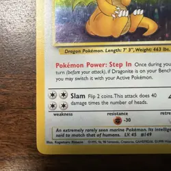 Pokemon Dragonite 4/62 Fossil Unlimited Holo Rare English 1999 WoTC HP - Image 5