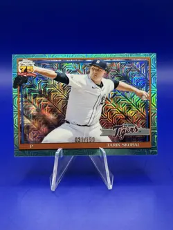 2026 Topps Series 1 Baseball Tarik Skubal Aqua Silver Pack Chrome #'D /199 - Image 1