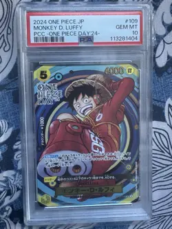 PSA 10 Monkey D. Luffy 2024 Foil PCC One Piece Day 24 Promo OP07-109 SR Japanese - Image 1