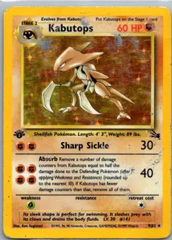 Kabutops 9/62 1st Edition Fossil Holo Rare Pokemon Card - Image 1