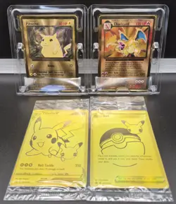 Pokemon Celebrations Metal Cards Charizard & Pikachu + Gold Promo Cards - Image 1