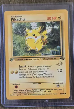 Pokemon Pikachu TCG Stamped Promo Card 60/64 Wizards of the Coast First Edition - Image 1