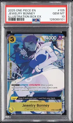 2025 ONE PIECE PROMOS ILLUSTRATION BOX EX #105 JEWELRY BONNEY PSA 10 - Image 1