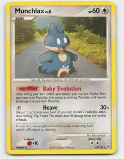 2007 Pokemon, Diamond & Pearl, #33/130 Munchlax, Rare - Image 1