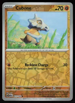 Cubone 72/142 Common Stellar Crown Pokemon Reverse Holo Near Mint - Image 1