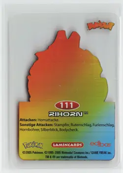 Rihorn 111 - Pokemon Edibas Lamincard 2005 - EXC - Image 2