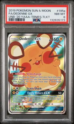 Dedenne Gx 195a/214 2020 Yellow A Alternate Art Trainer's Toolkit Pokemon PSA 8 - Image 1
