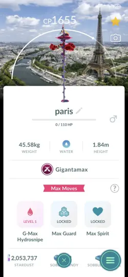 Gigantamax Inteleon Paris Background Pokemon Go None Shiny - Image 1