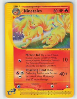 2002 Pokemon, Aquapolis, #25/147 Ninetales, Rare NM - Image 1