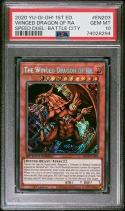 PSA 10 2020 Yu-Gi-Oh! Winged Dragon of Ra EN203 Speed Duel Secret Rare - Image 1