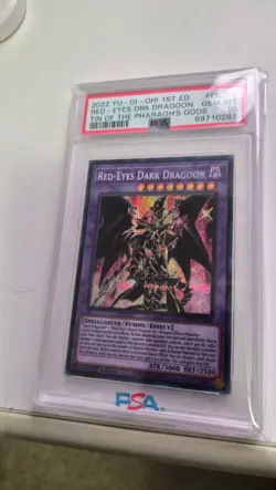 2022 Yu-Gi-Oh! Red-Eyes Drk. Dragoon Tin Of The Pharaoh’s Gods 1ST ED. PSA 10 - Image 1