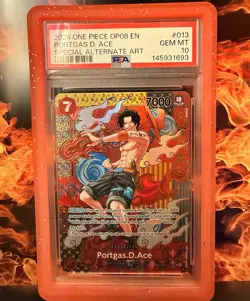 Bandai PSA 10 2024 One Piece OP08 Portgas D. Ace SP Alt Art Foil #013 EN - Image 1
