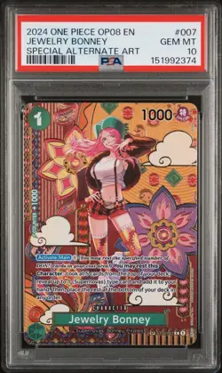 2024 ONE PIECE OP08-TWO LEGENDS SPECIAL ALTERNATE ART #007 JEWELRY BONNEY PSA 10 - Image 1