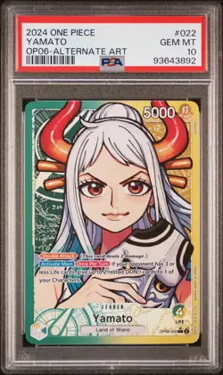One Piece Wings Captain Yamato Leader Alt Art OP06-022 PSA 10 Gem Mint English - Image 1