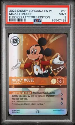 2023 D100 PROMO DISNEY LORCANA P1-PROMO #18 MICKEY MOUSE - FRIENDLY FACE PSA 9 - Image 1