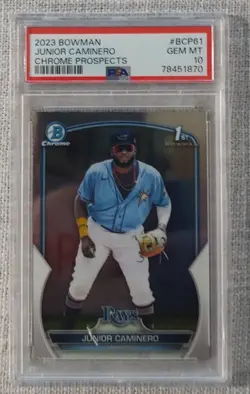 2023 Bowman Chrome Prospects #BCP-61 Junior Caminero (RC) PSA 10 Rookie - Image 1