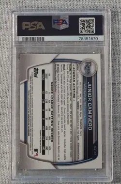 2023 Bowman Chrome Prospects #BCP-61 Junior Caminero (RC) PSA 10 Rookie - Image 2
