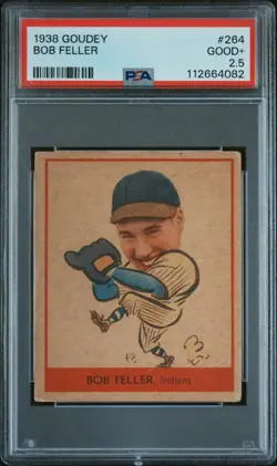 1938 GOUDEY HEADS-UP ORIGINAL BOB FELLER #264 ROOKIE PSA 2.5 RECENTLY GRADED - Image 1