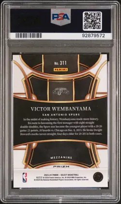 2023-24 Panini Select Basketball Victor Wembanyama #311 Orange Tectonic PSA 9 - Image 2