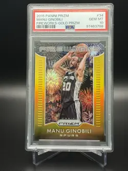 Manu Ginobili - 2015 Panini Prizm Fireworks Gold - PSA 10 - Image 1