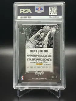 Manu Ginobili - 2015 Panini Prizm Fireworks Gold - PSA 10 - Image 2