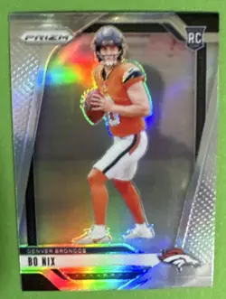 2024 Prizm💎SILVER💎Bo Nix Rookie QB Denver Broncos RC REFRACTOR GEM MINT PSA 10 - Image 2