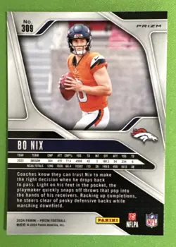 2024 Prizm💎SILVER💎Bo Nix Rookie QB Denver Broncos RC REFRACTOR GEM MINT PSA 10 - Image 3