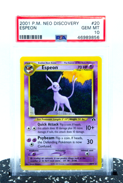 PSA 10 ESPEON 20/75 Non-Holo Rare Neo Discovery Set 2001 - Pokemon Card WOTC - Image 1