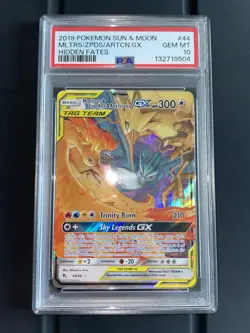 PSA 10 Moltres & Zapdos & Articuno Gx 44/68 Hidden Fates Pokemon - Image 1