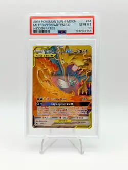 2019 POKEMON HIDDEN FATES TAG TEAM MOLTRES & ZAPDOS & ARTICUNO GX 44/68 PSA 10 - Image 1