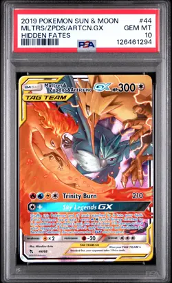Moltres & Zapdos & Articuno Gx 44/68 Hidden Fates Pokemon PSA 10 - Image 1