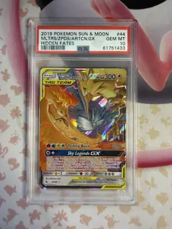 Pokemon TCG Moltres Zapdos and Articuno Tag Team GX 44/68 Hidden Fates PSA 10 - Image 1