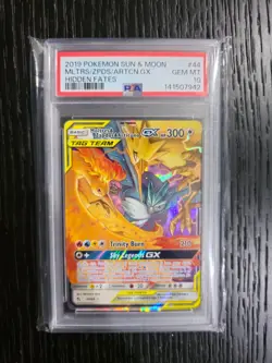Pokemon TCG Moltres Zapdos & Articuno GX 44/68 PSA 10 Hidden Fates Sun & Moon - Image 1