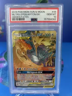 Pokemon TCG Moltres Zapdos & Articuno GX 44/68 PSA 10 Hidden Fates Sun & Moon - Image 1