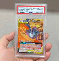 Pokemon TCG Moltres & Zapdos & Articuno GX 44/68 Hidden Fates Holo PSA 10 - Image 1
