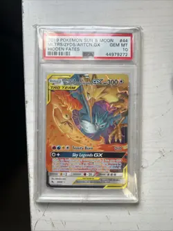 Pokemon 2019 Moltres & Zapdos & Articuno GX 44/68 Hidden Fates Holo PSA 10 - Image 1