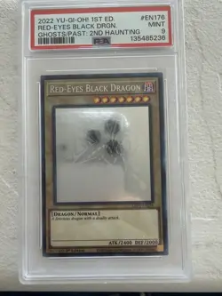 Yu-Gi-Oh! TCG Red-Eyes Black Dragon Ghost Rare 1st Edition PSA 9 - Image 1