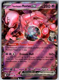 Pokemon TCG SV: Scarlet & Violet Promo Cards Team Rocket's Mewtwo ex 205 Holo NM - Image 1