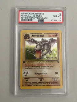 Aerodactyl 1st Edition RARE Prerelease POKEMON Card PSA 8 NM-MT FOSSIL Holo 1/62 - Image 1