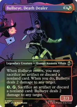 NM Borderless Foil Bullseye, Death Dealer, MTG, Super Heroes, Magic, 325 - Image 1