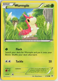 LP Wurmple 3/108 Common Roaring Skies Pokemon - Image 1