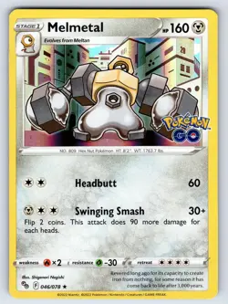 Melmetal 046/078 Holo Rare Pokemon GO Pokemon Reverse Holo Near Mint - Image 1