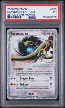 HUGE SWIRL PSA 1 2006 Pokemon Rayquaza EX Holo Foil Rare 039 Black Star Promos - Image 1