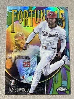 2025 Topps Chrome F15-10 Fortune 15 Insert James Wood Rookie RC Nationals - Image 1