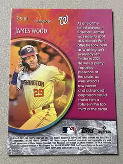 2025 Topps Chrome F15-10 Fortune 15 Insert James Wood Rookie RC Nationals - Image 2